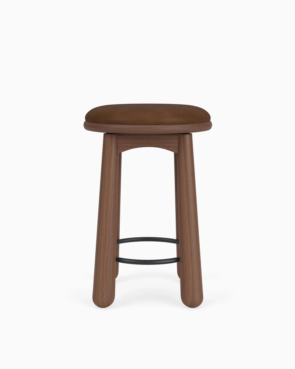 Chestnut Brown Leather Seat / Walnut / Counter (24.5" Height)
