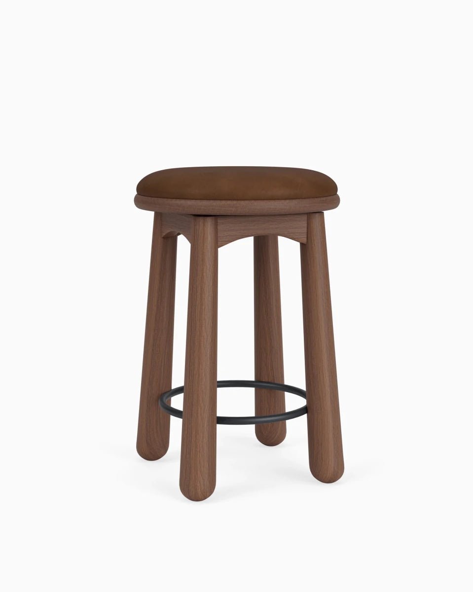 Chestnut Brown Leather Seat / Walnut / Counter (24.5" Height)