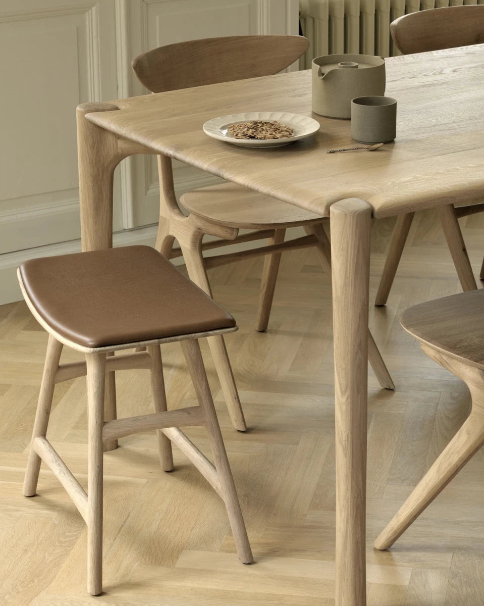 Natural Oak / Cognac Leather / Dining Height (19" Height)