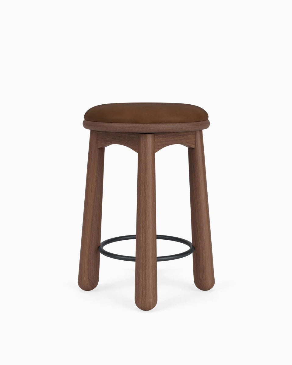 Chestnut Brown Leather Seat / Walnut / Counter (24.5" Height)