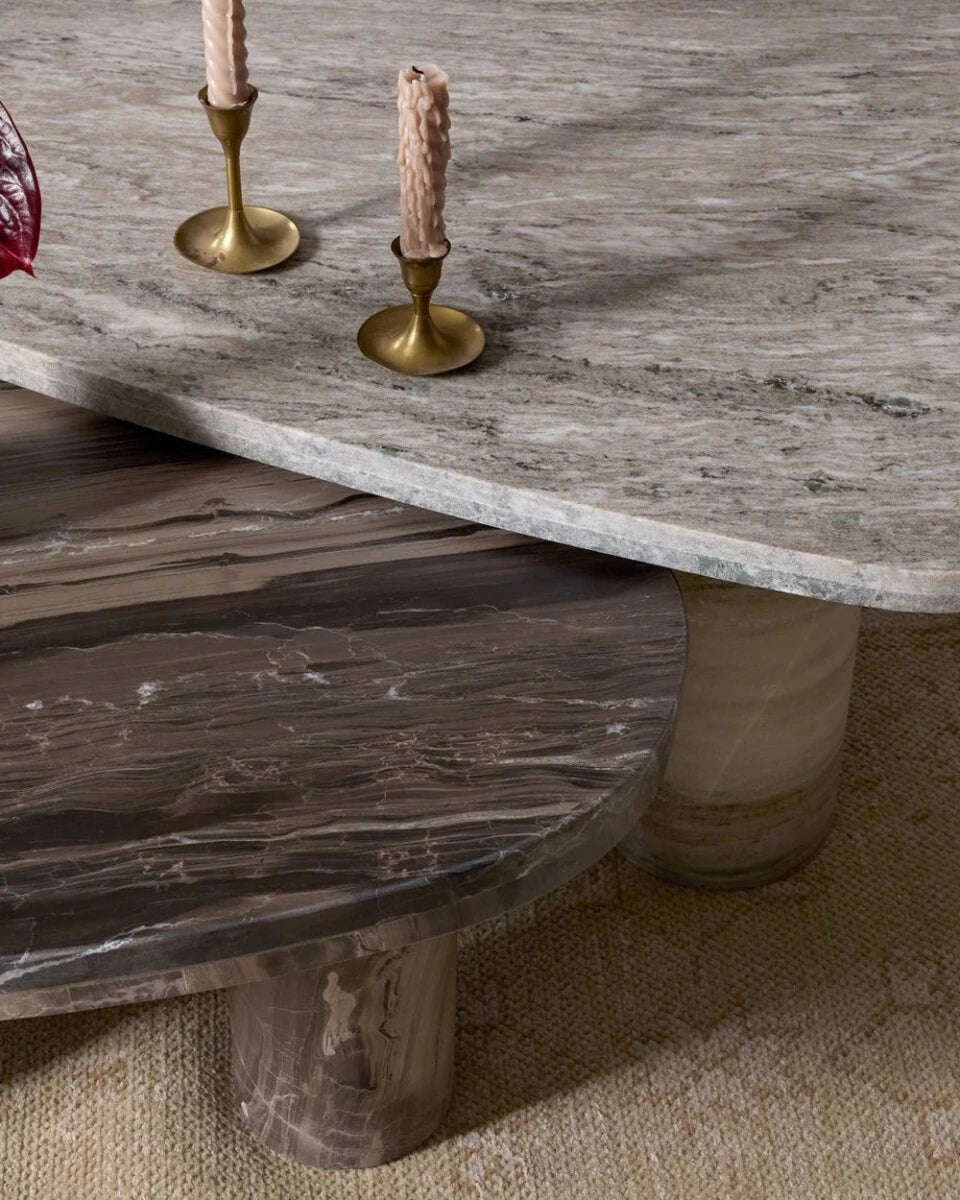 Large Antique White Marble / Small Rocky Brown Marble