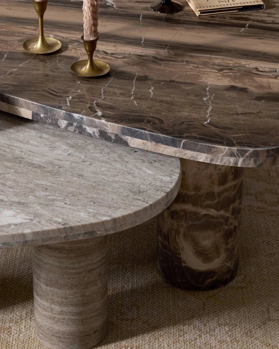 Small Antique White Marble / Large Rocky Brown Marble