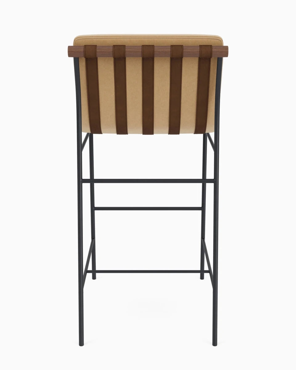 Caramel Velvet / Chestnut Leather Straps / Walnut / Bar (30" Height)