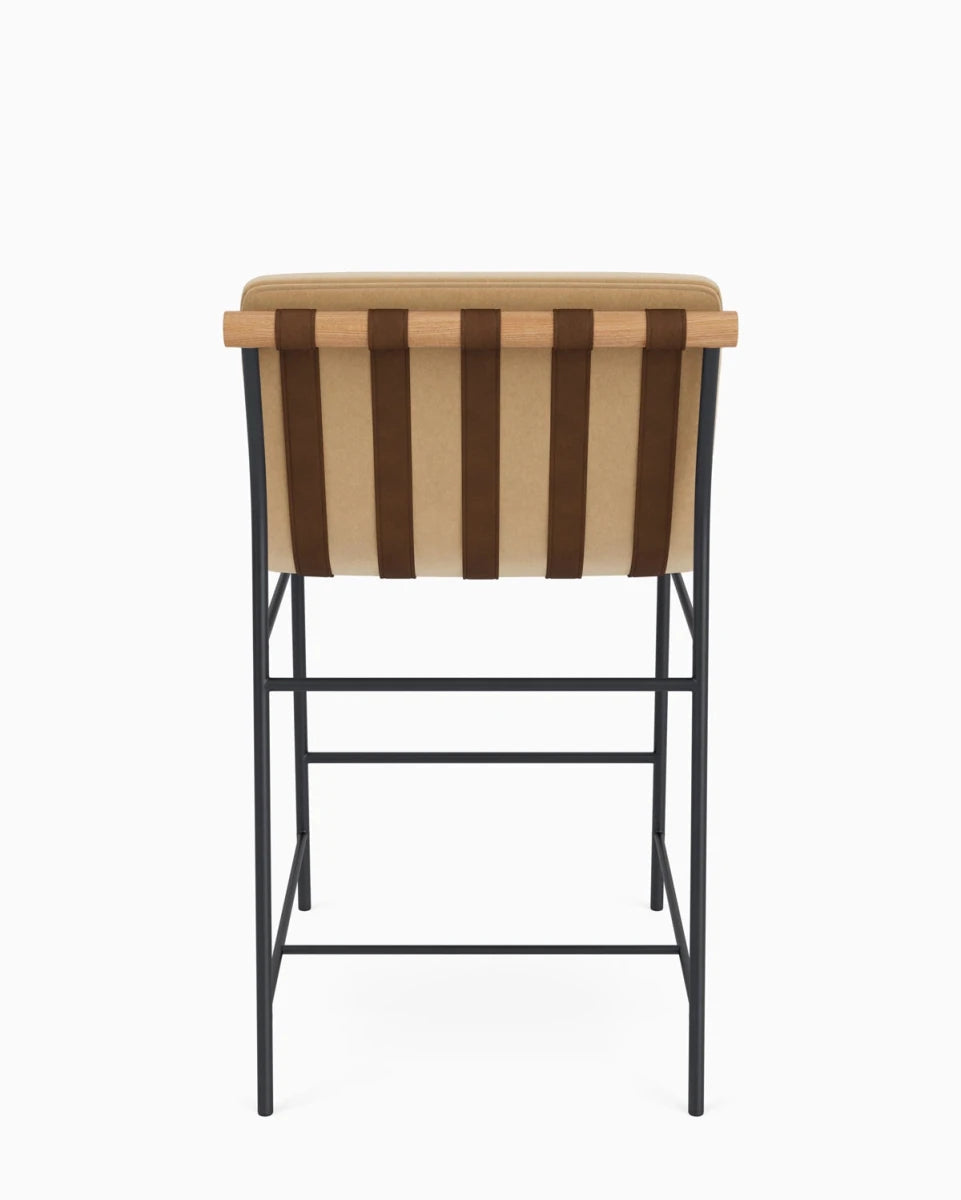 Caramel Velvet / Chestnut Leather Straps / White Oak / Counter (24" Height)