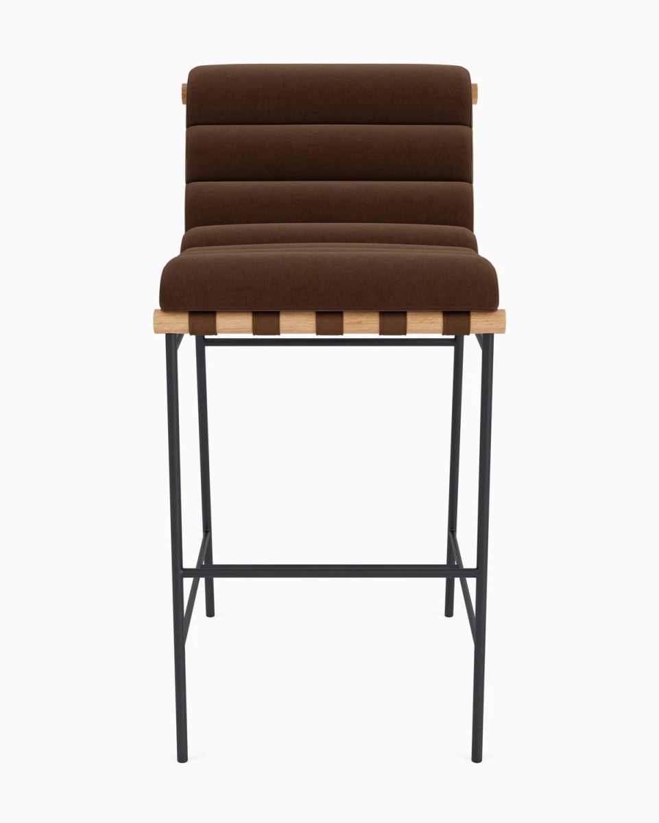 Cognac Velvet / Chestnut Leather Straps / White Oak / Bar (30" Height)