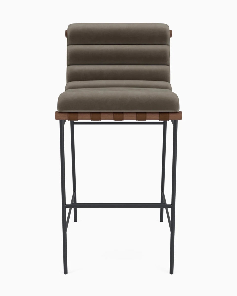 Mushroom Velvet / Heirloom Oak Straps / Walnut / Bar (30" Height)