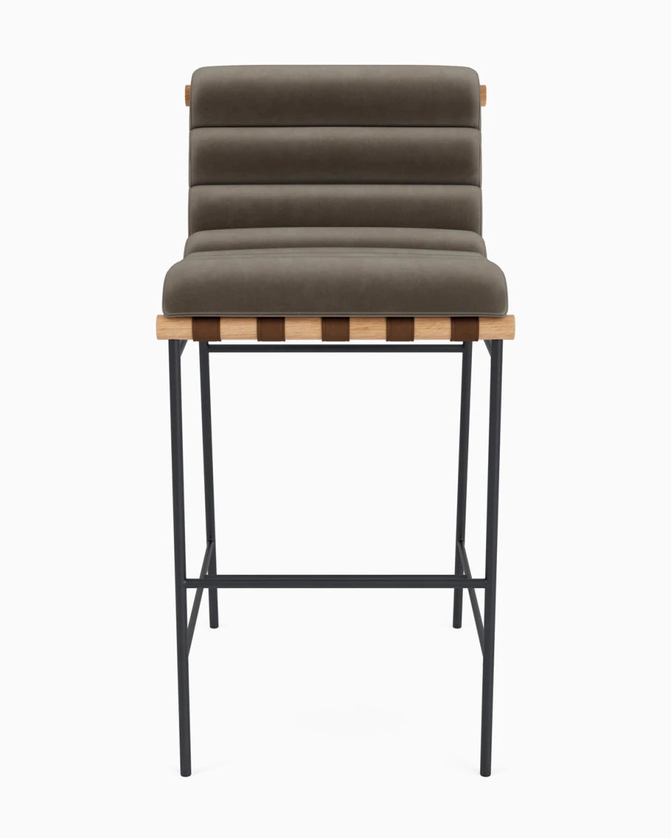 Mushroom Velvet / Heirloom Oak Straps / White Oak / Bar (30" Height)