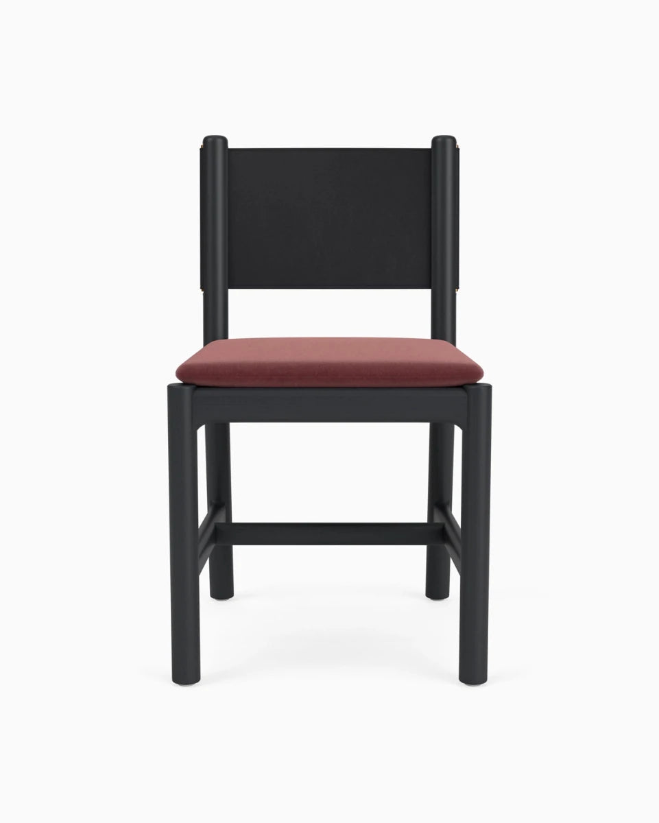 Cabernet Velvet Seat / Black Leather Back / Ebony Oak Frame