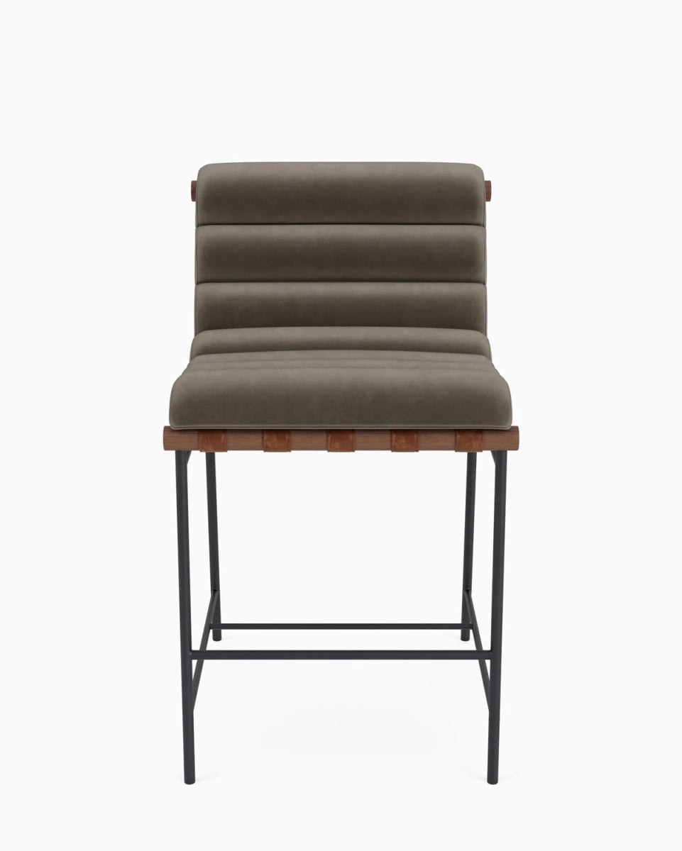 Mushroom Velvet / Heirloom Oak Straps / Walnut / Counter (24" Height)