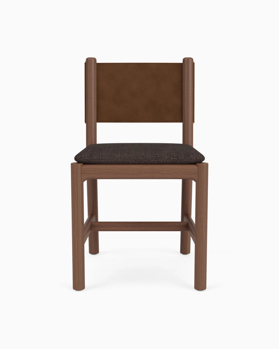 Ember Grey Seat / Chestnut Brown Leather Back / Walnut Frame