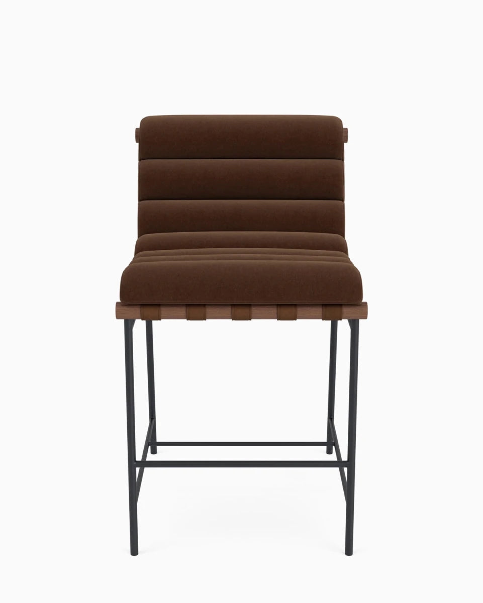 Cognac Velvet / Chestnut Leather Straps / Walnut / Counter (24" Height)