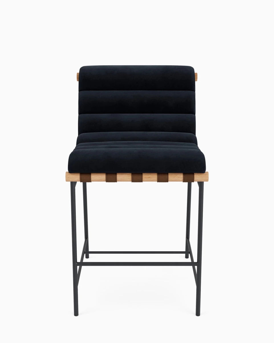 Ebony Velvet / Chestnut Leather Straps / White Oak / Counter (24" Height)