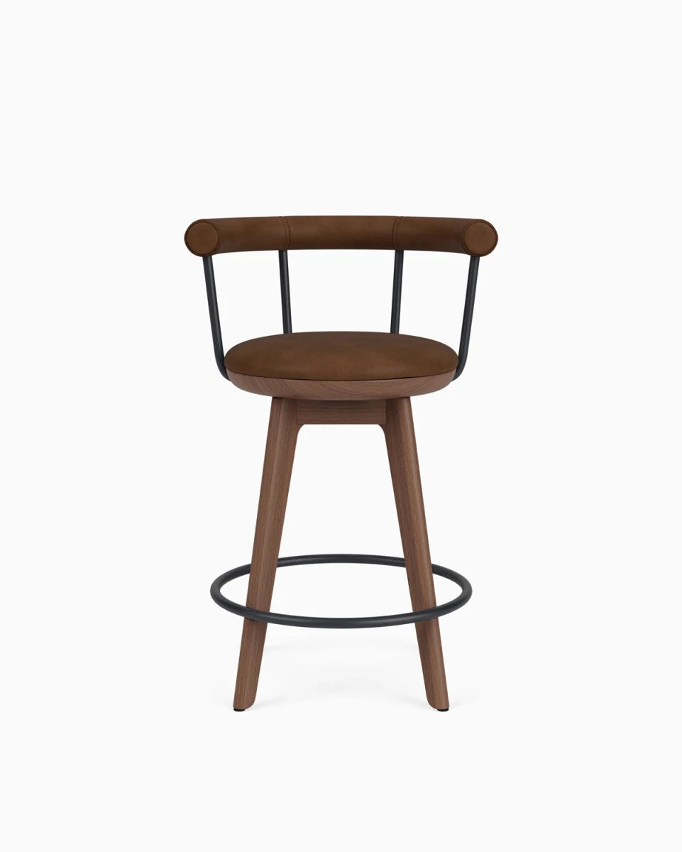 Chestnut Brown Leather / Walnut / Counter (25.5" Height)