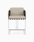 Flax Linen Seat / Chestnut Leather Sling / Polished Steel / Counter (24.5" Height)