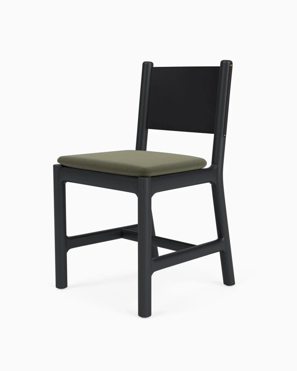 Balsam Velvet Seat / Black Leather Back / Ebony Oak Frame