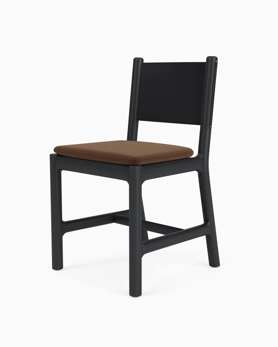 Cognac Velvet Seat / Black Leather Back / Ebony Oak Frame