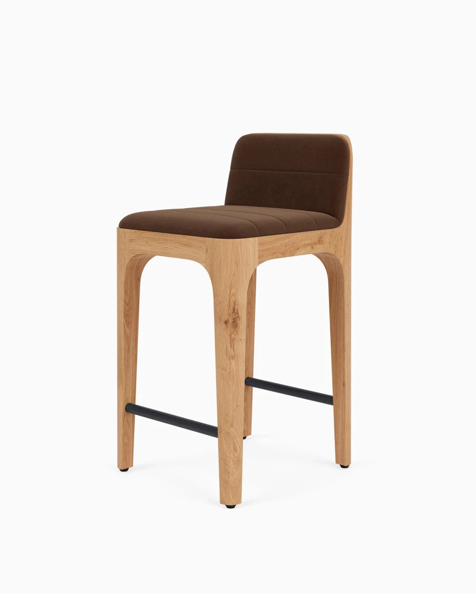 Cognac Velvet Seat / White Oak Frame / Counter (27" Height)
