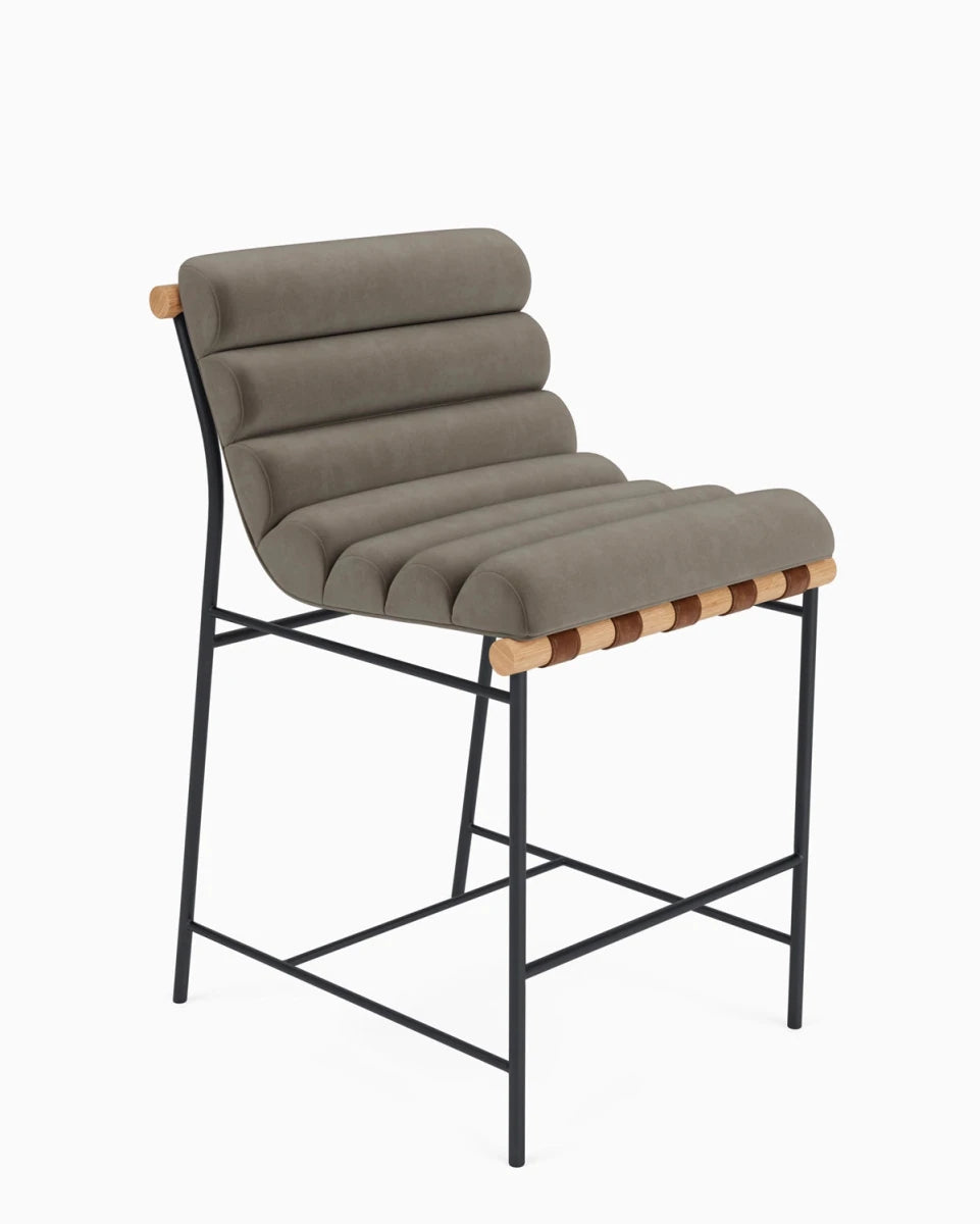 Mushroom Velvet / Heirloom Oak Straps / White Oak / Counter (24" Height)