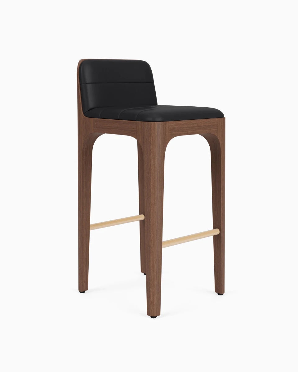 Black Leather Seat / Walnut Frame / Bar (30.5" Height)