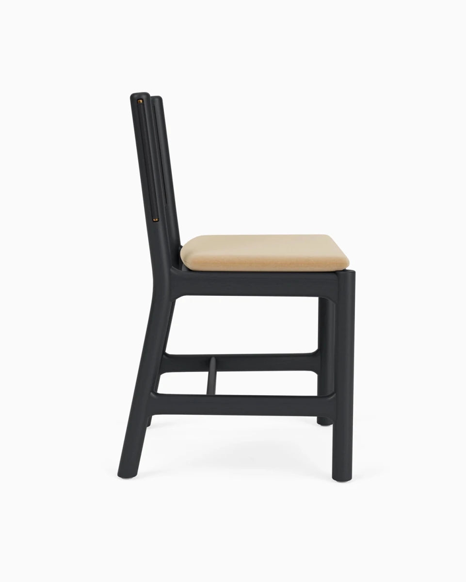 Caramel Velvet Seat / Black Leather Back / Ebony Oak Frame