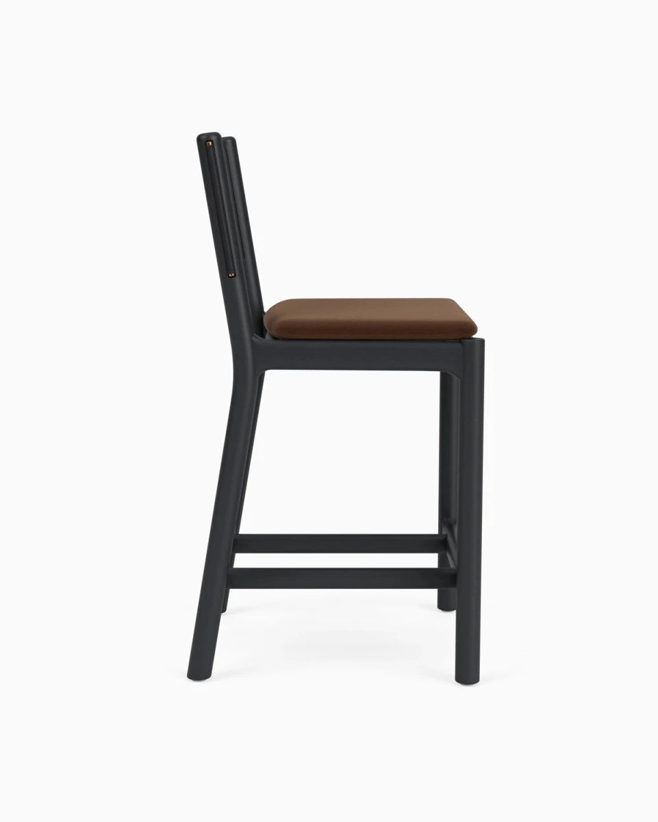 Cognac Velvet Seat / Black Leather Back / Ebony Oak Frame / Counter (26" Height)