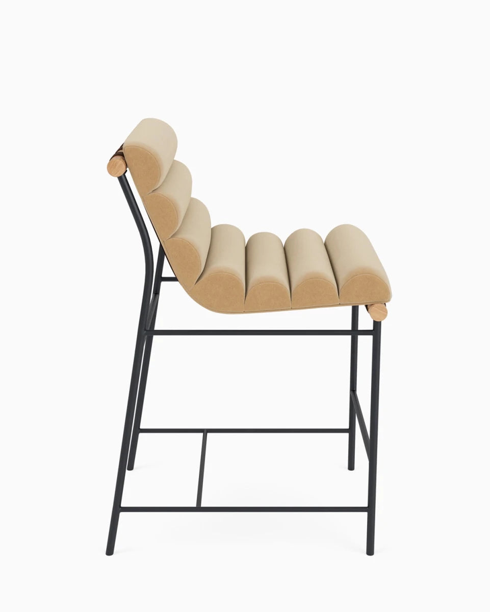 Caramel Velvet / Chestnut Leather Straps / White Oak / Counter (24" Height)