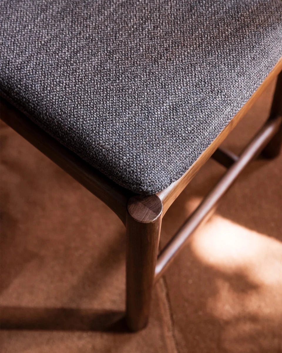 Ember Grey Seat / Chestnut Brown Leather Back / Walnut Frame