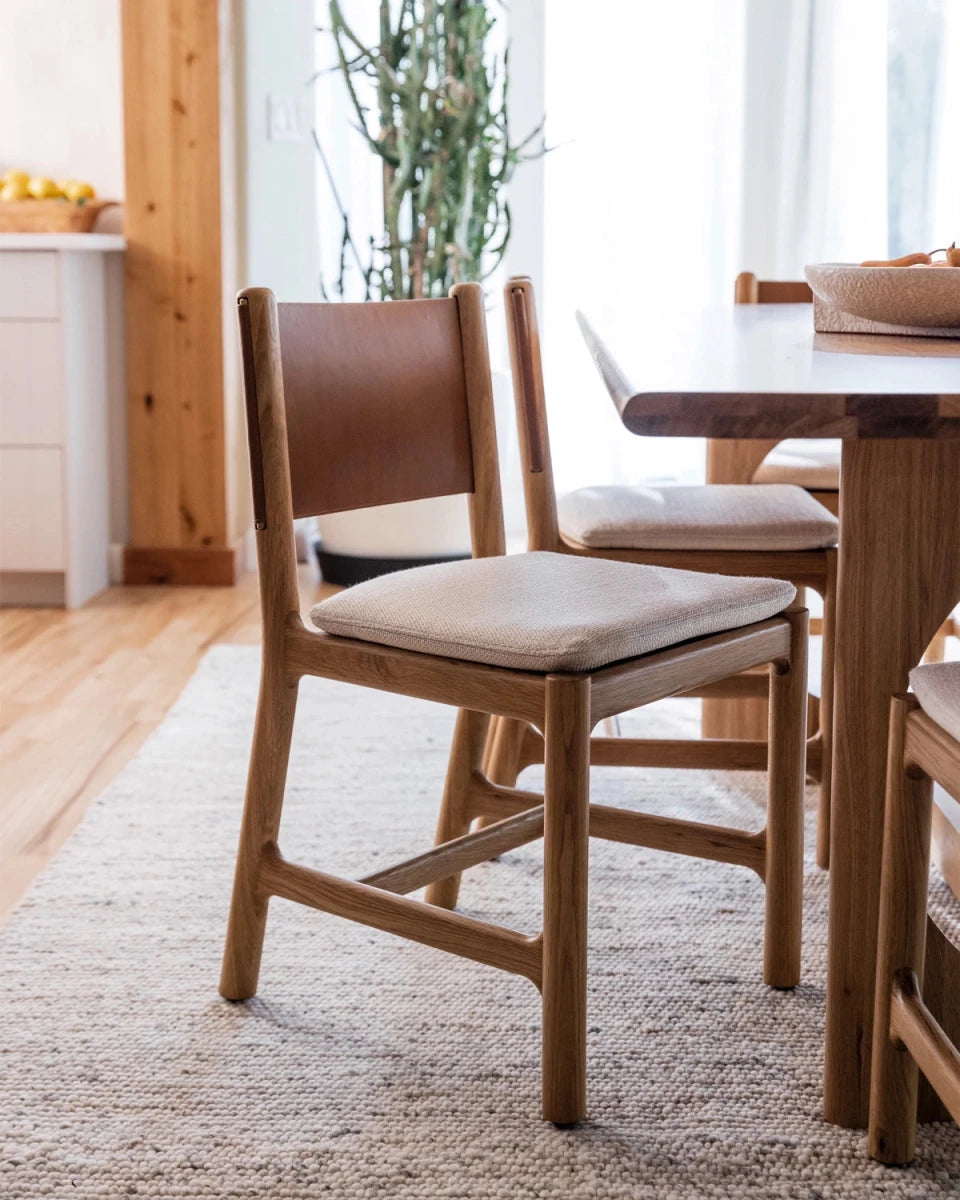 Oat Woven Seat / Saddle Leather Back / White Oak Frame