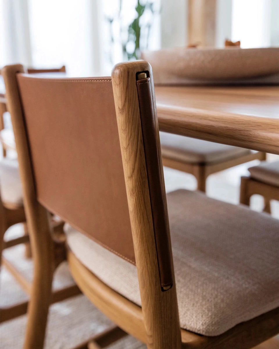 Oat Woven Seat / Saddle Leather Back / White Oak Frame