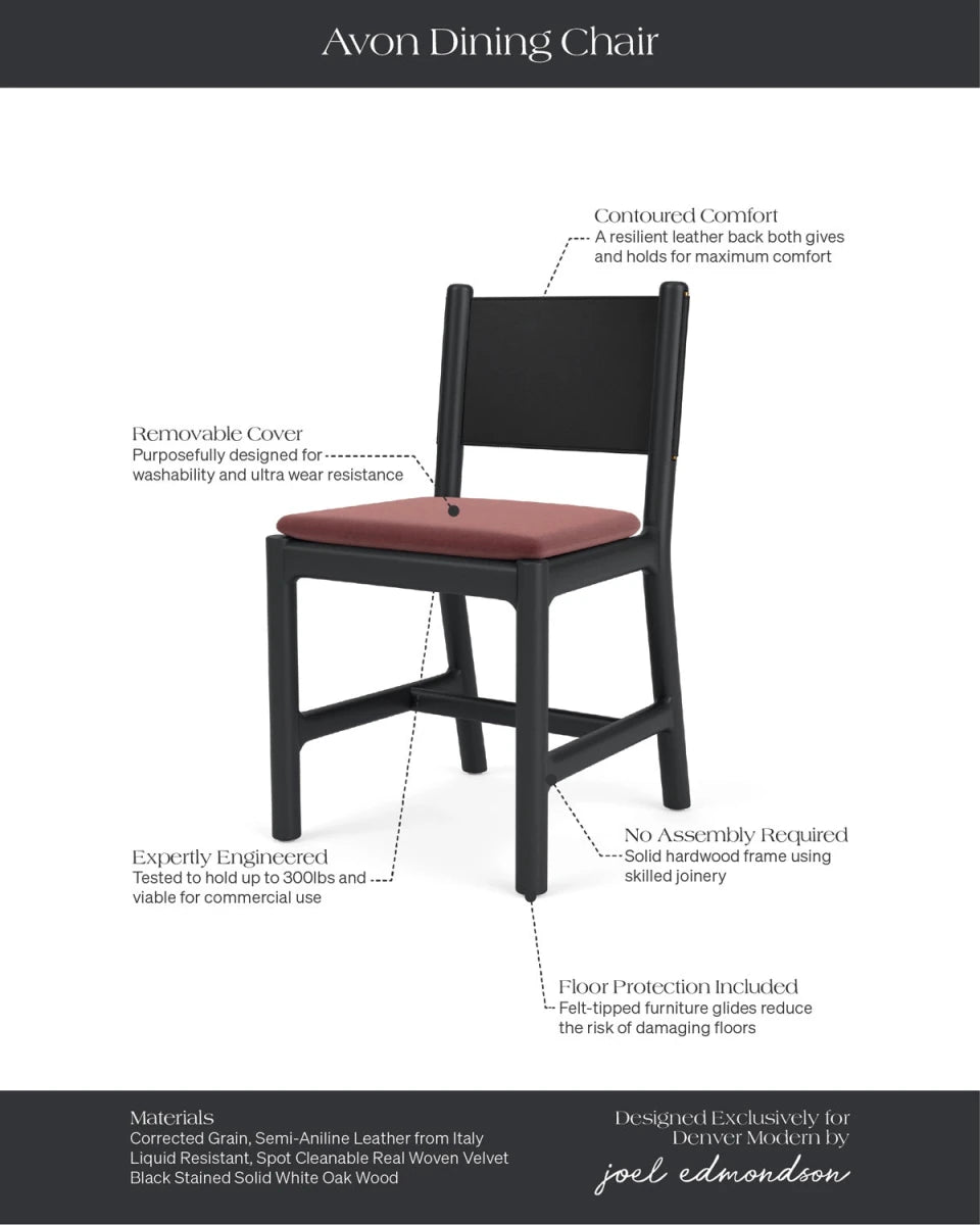 Cabernet Velvet Seat / Black Leather Back / Ebony Oak Frame
