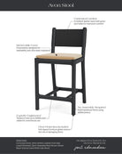 Caramel Velvet Seat / Black Leather Back / Ebony Oak Frame / Counter (26" Height)