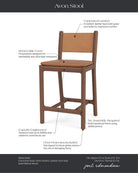 Saddle Leather Seat / Saddle Leather Back / Walnut Frame / Counter (26" Height)