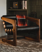 Black Leather / Walnut Frame