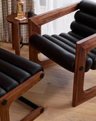 Black Leather / Walnut Frame