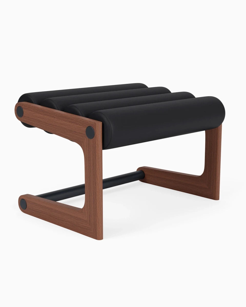 Black Leather / Walnut Frame