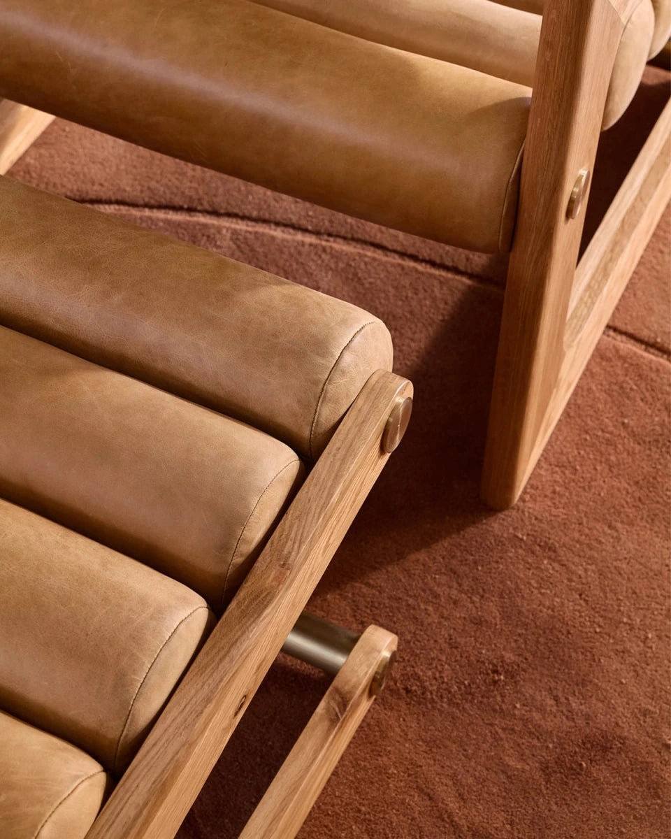 Sunflower Leather / White Oak Frame