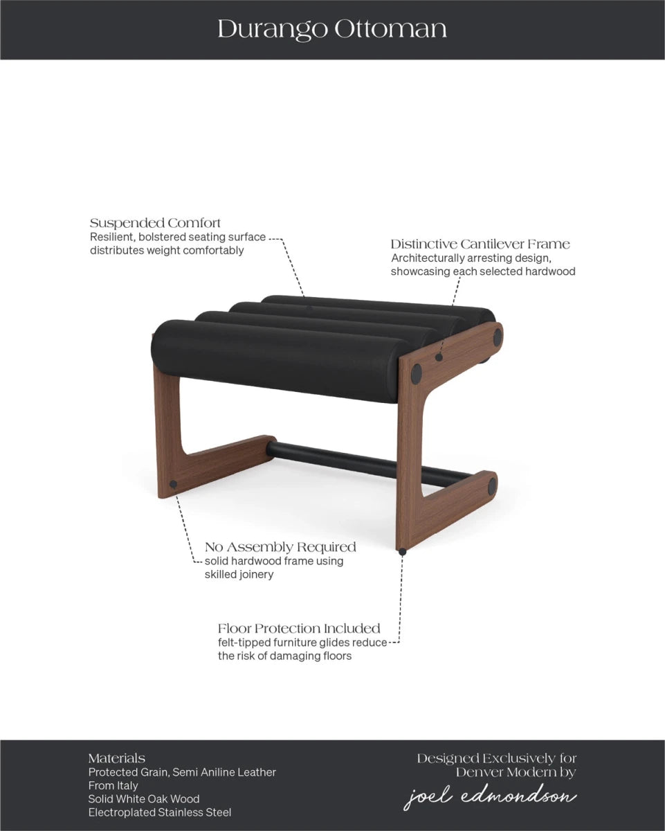Black Leather / Walnut Frame