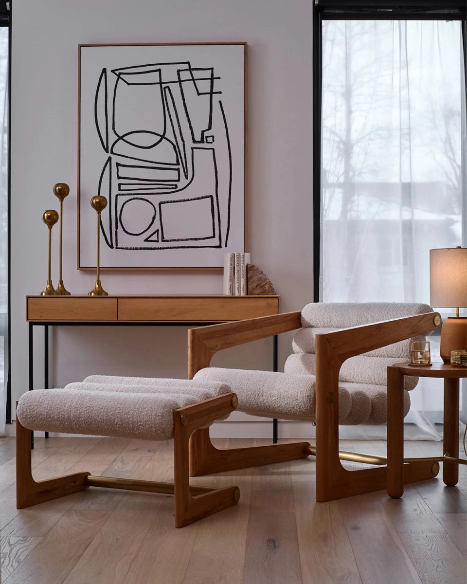 Mist Boucle / White Oak Frame