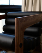 Black Leather / Walnut Frame