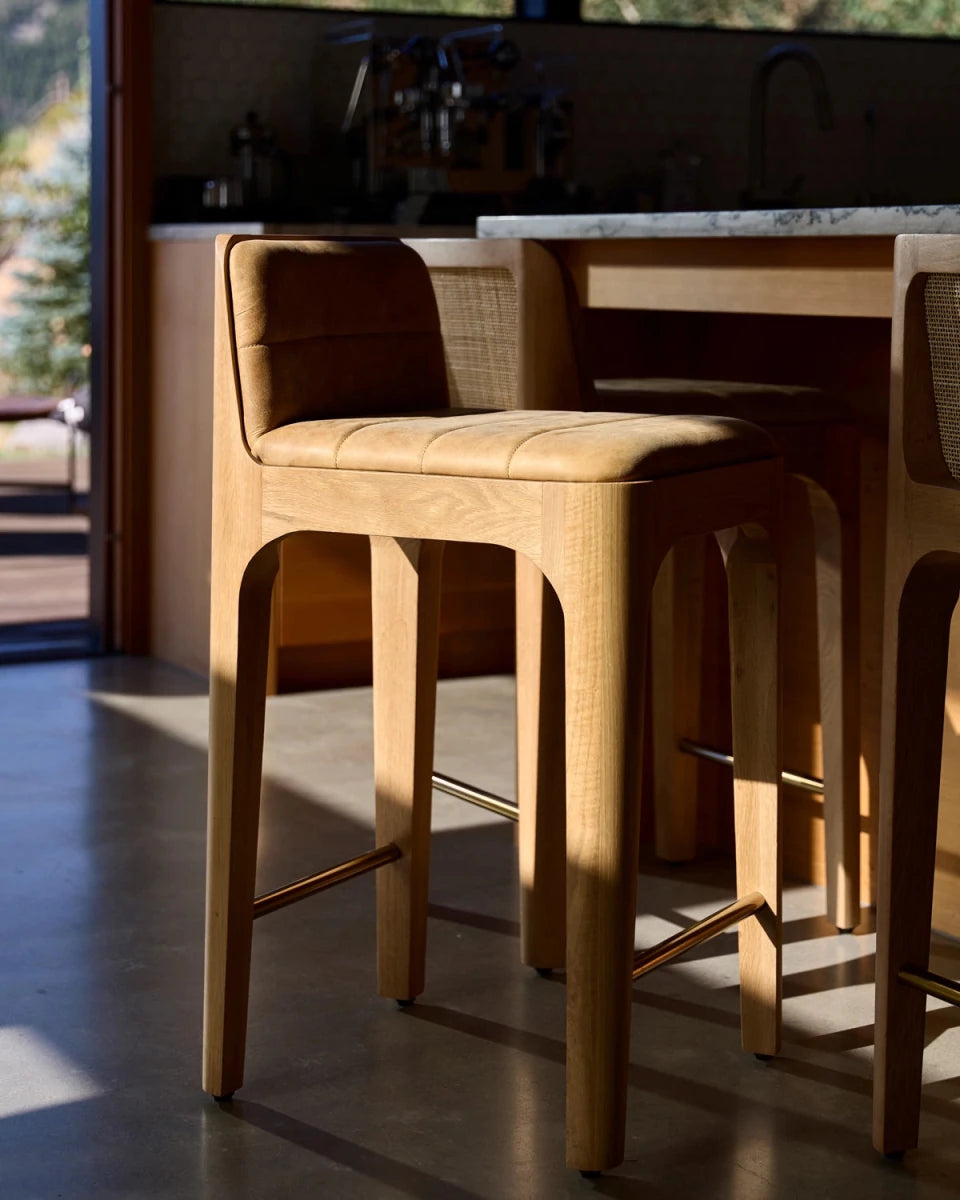 Sunflower Leather Seat / White Oak Frame / Counter (27" Height)
