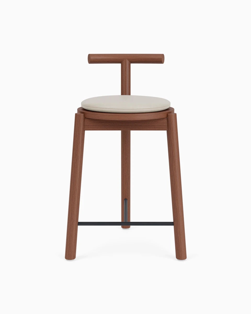 Walnut Frame / Pearl Leather Cushion / Counter (24" Height)