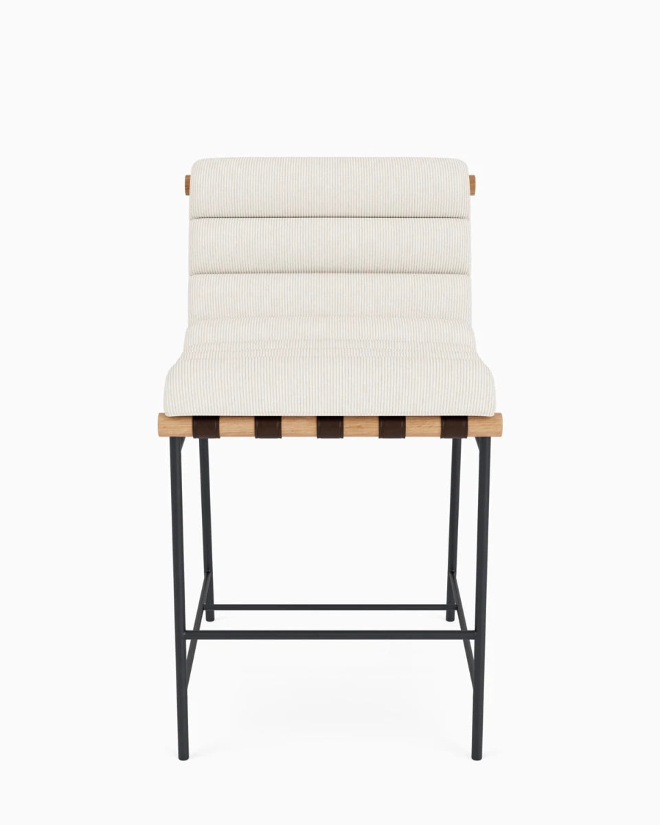 Cream Corduroy / Maple Leather Straps / White Oak / Counter (24" Height)