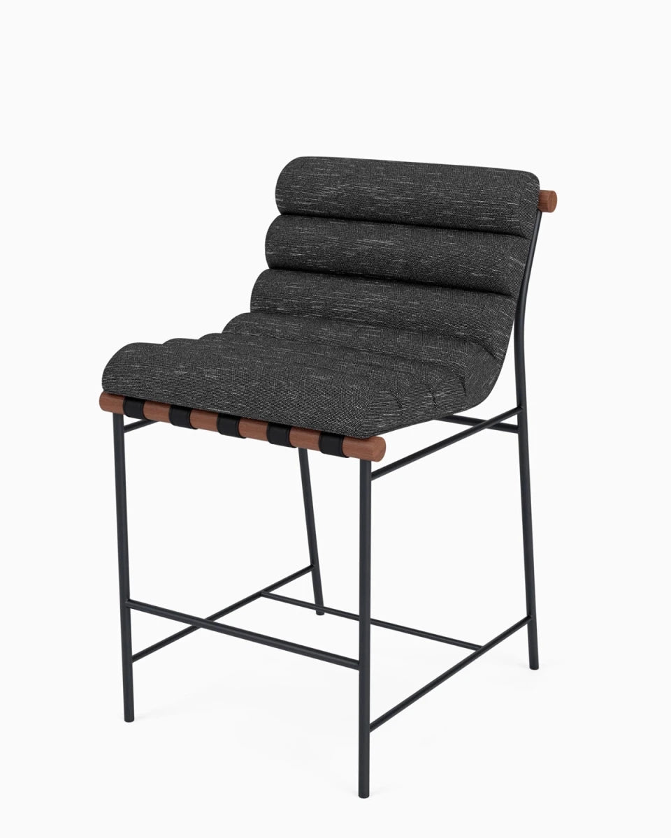 Onyx Linen / Black Leather Straps / Walnut / Counter (24" Height)