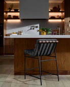 Onyx Linen / Black Leather Straps / Walnut / Counter (24" Height)