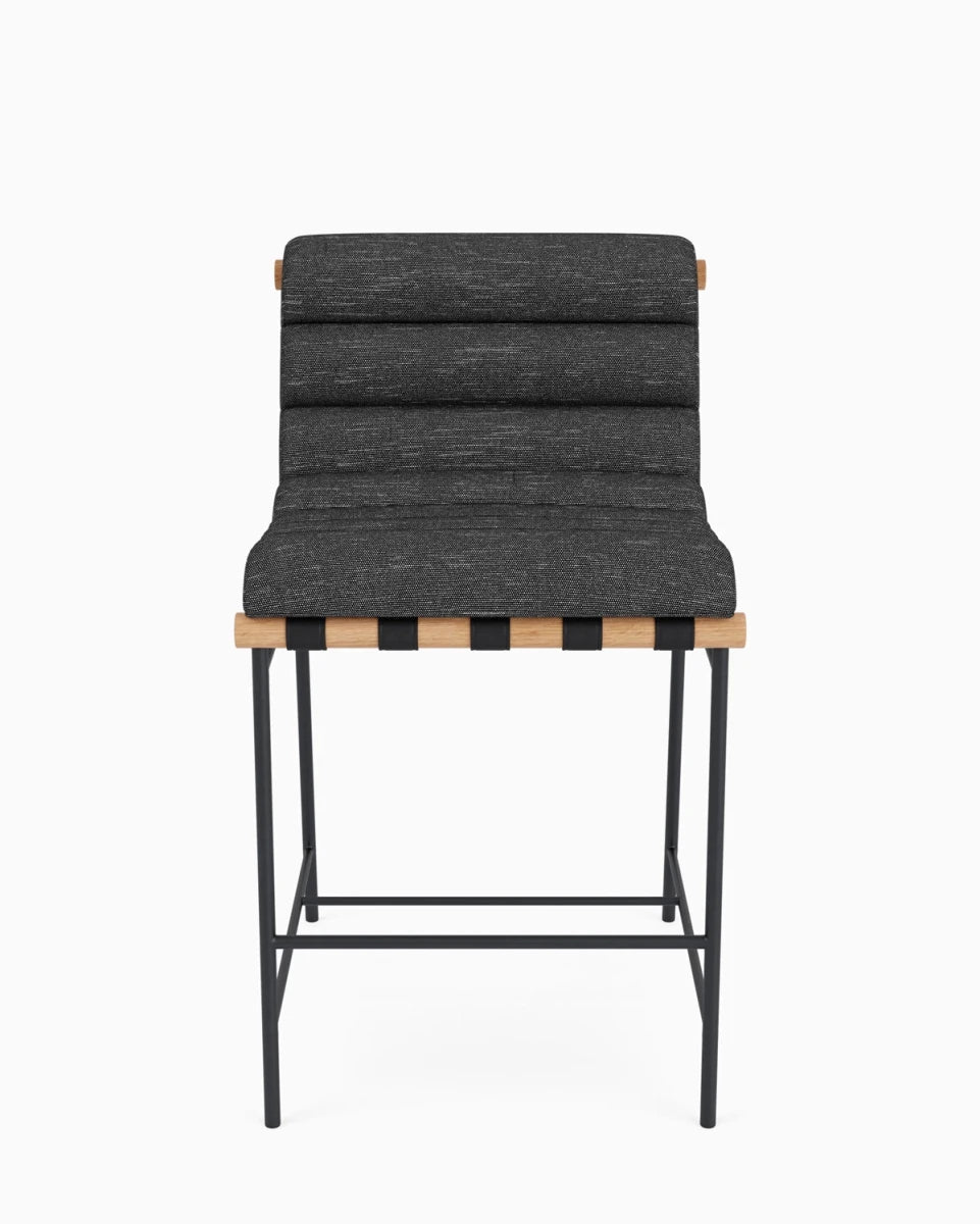Onyx Linen / Black Leather Straps / White Oak / Counter (24" Height)
