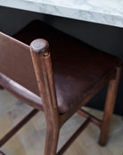 Chestnut Brown Leather Seat / Chestnut Brown Leather Back / Walnut Frame / Counter (26" Height)
