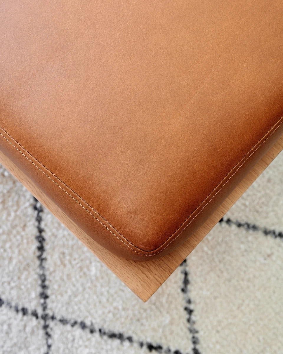 White Boucle / Saddle Leather / White Oak Deck / 60" Long