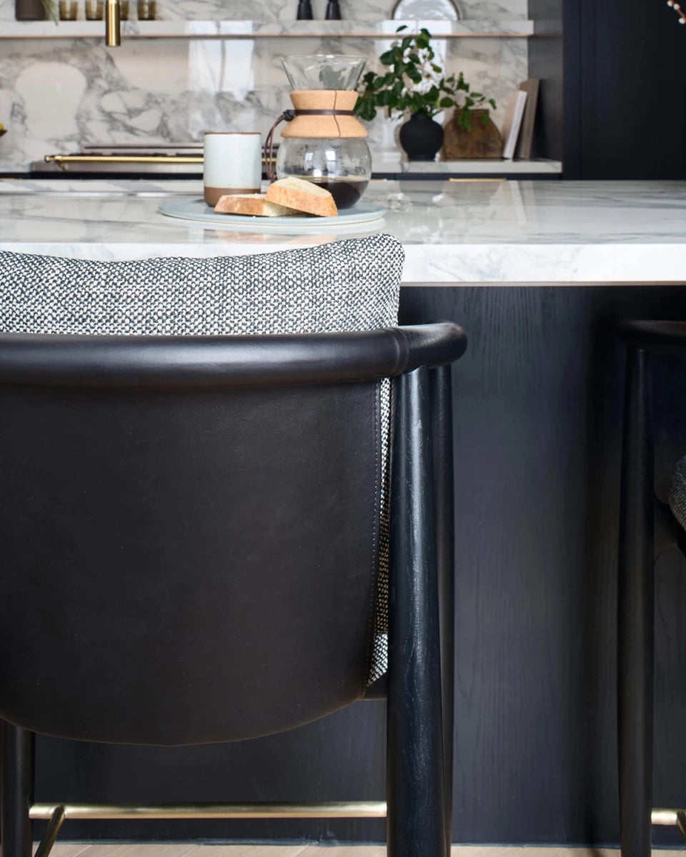 Noir Basketweave / Black Leather / Ebony / Counter (24" Height)