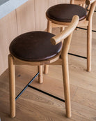 White Oak Frame / Maple Brown Leather Cushion / Counter (24" Height)