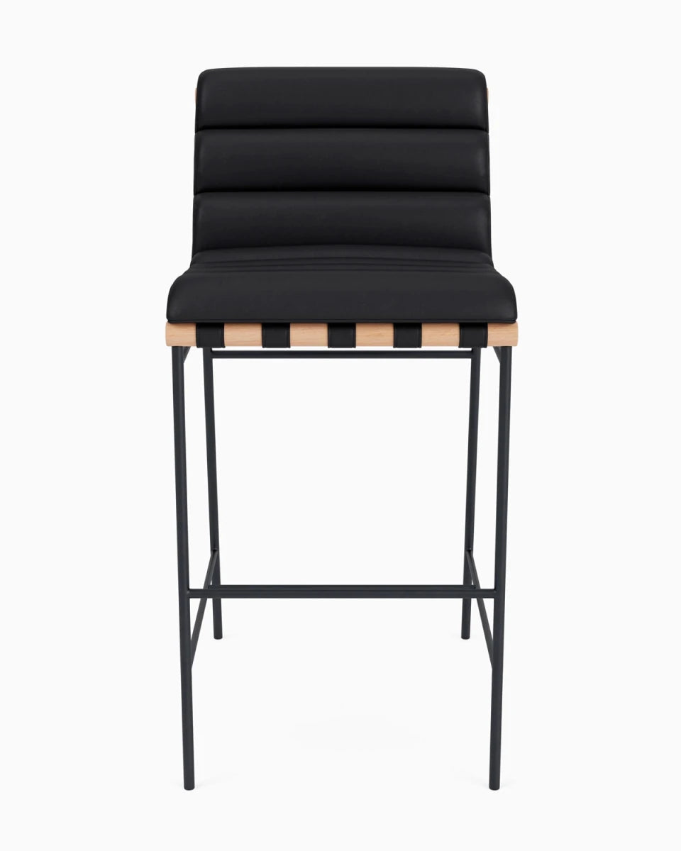 Black Leather / Black Leather Straps / White Oak / Bar (30" Height)